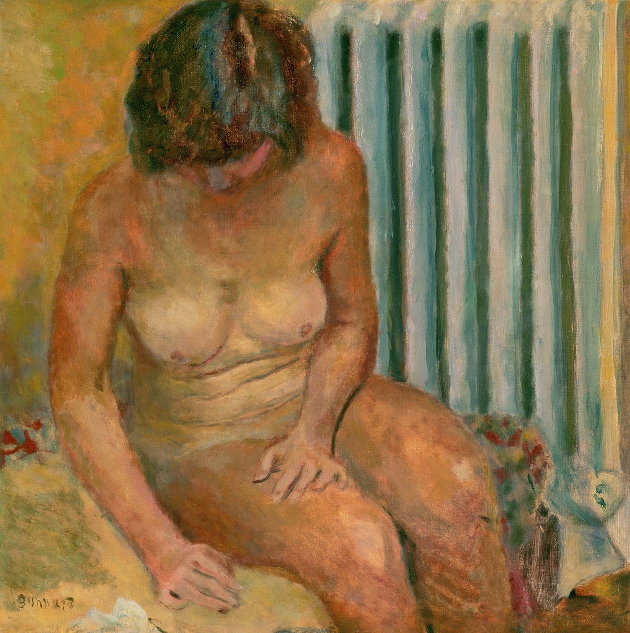 Nøgen ved radiatoren, 1928 af Pierre Bonnard