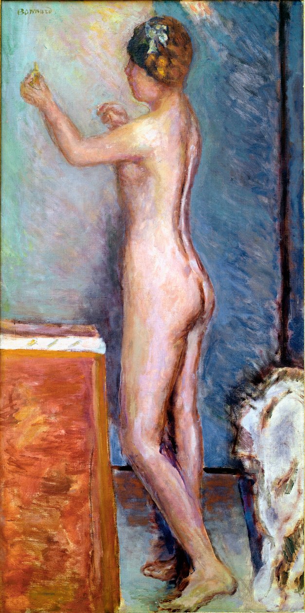 Nøgen på blå baggrund maleri af Pierre Bonnard (1867-1947) 1915 Solothurn, Silvan Kocher Collection af Pierre Bonnard