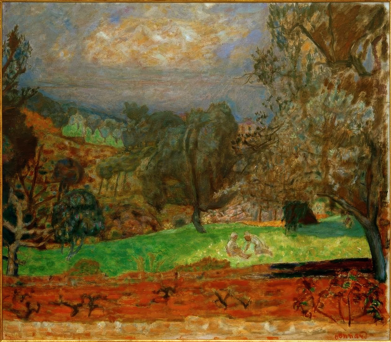 Landskab ved solnedgang (Le Cannet) af Pierre Bonnard