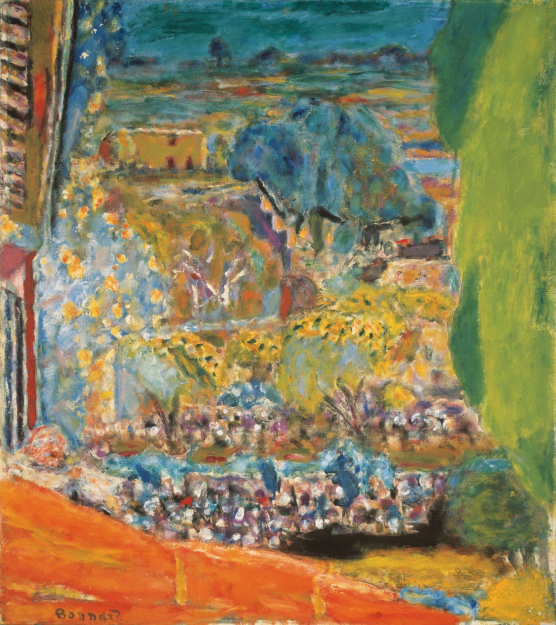 Landskab med rødt tag (Le Cannet) af Pierre Bonnard