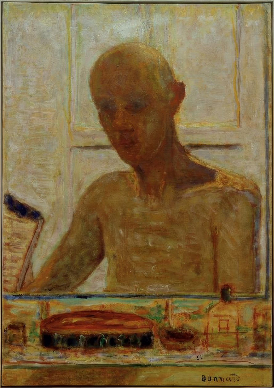 Portræt af kunstneren i badeværelsets spejl (Selvportræt) af Pierre Bonnard