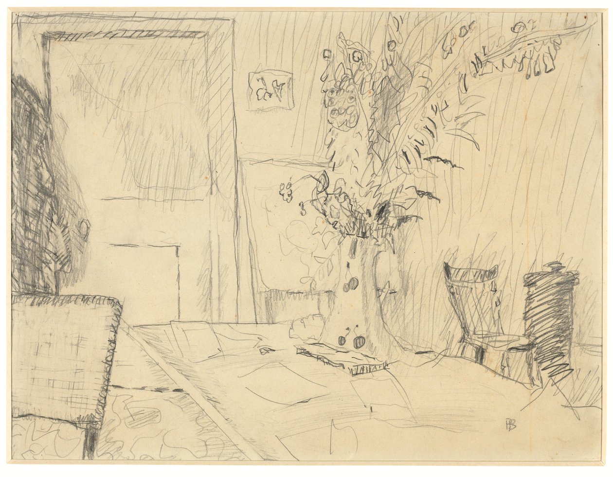 Blomsterkrukke i spisestuen på Le Cannet af Pierre Bonnard