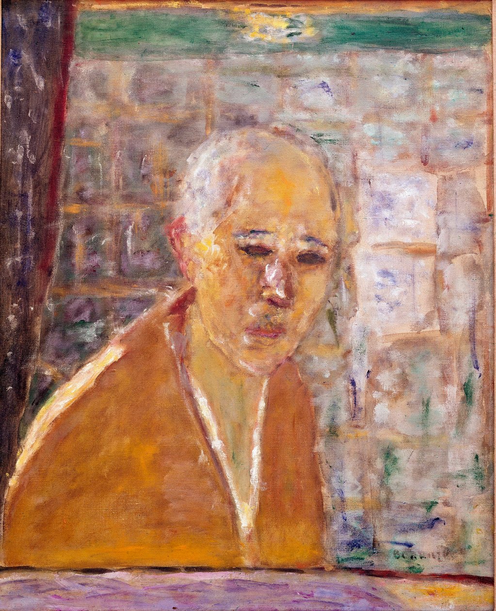 Selvportrætmaleri af Pierre Bonnard (1867-1947) 1945 Dim. 56x46 cm New York, Samling Donald S. Stralem af Pierre Bonnard