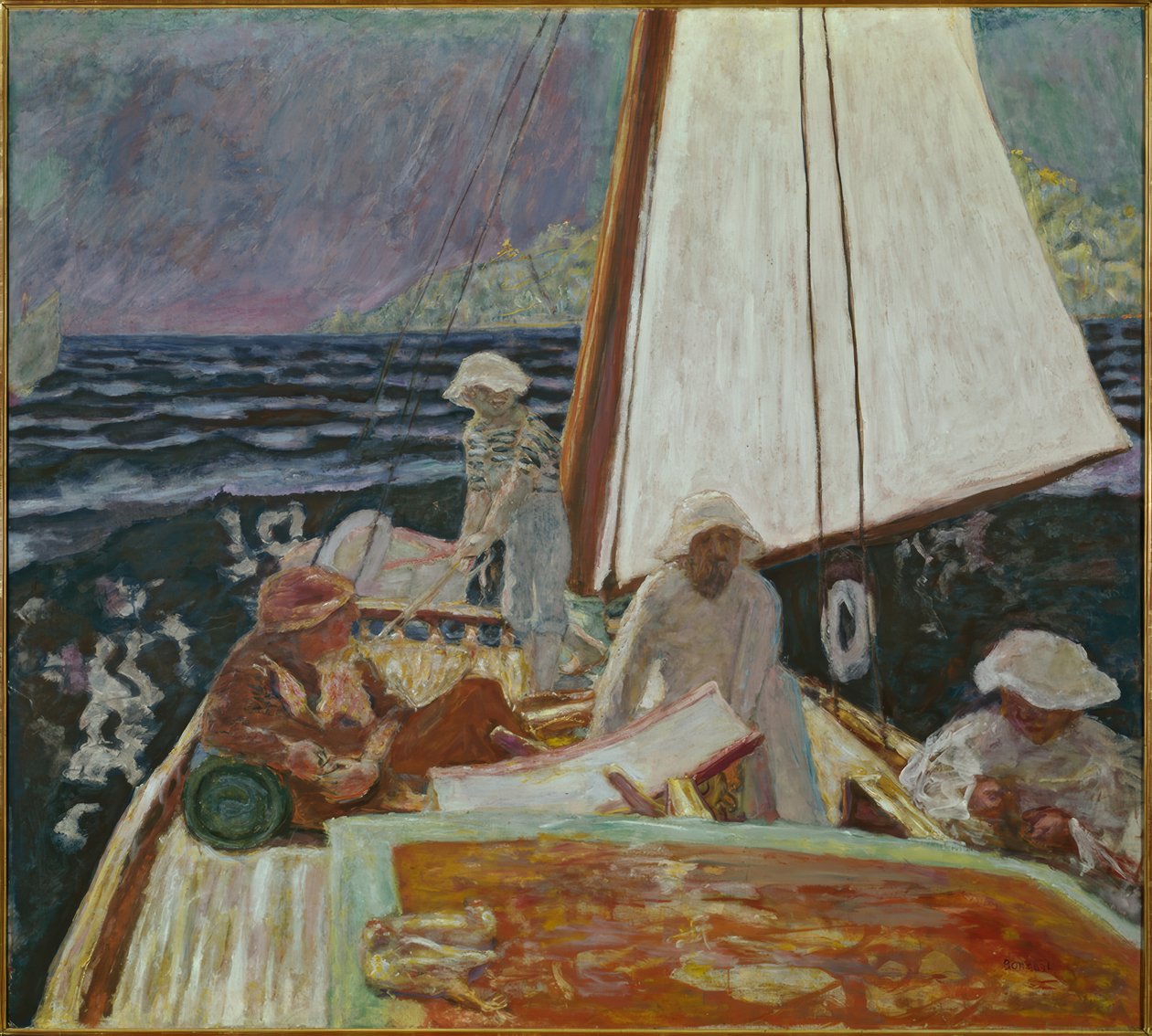 Signac og hans venner i en sejlbåd af Pierre Bonnard