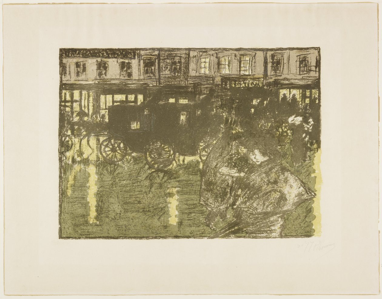 Gade om natten i regnen, ca. 1896-1897 (udgivet 1899) af Pierre Bonnard