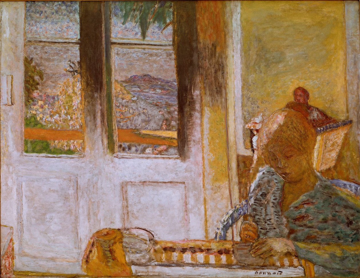 Det franske vindue (Matin a Le Cannet) Maleri af Pierre Bonnard (1867-1947) 1932. Olie på lærred. Svag. 86x112 cm Collection Privee af Pierre Bonnard