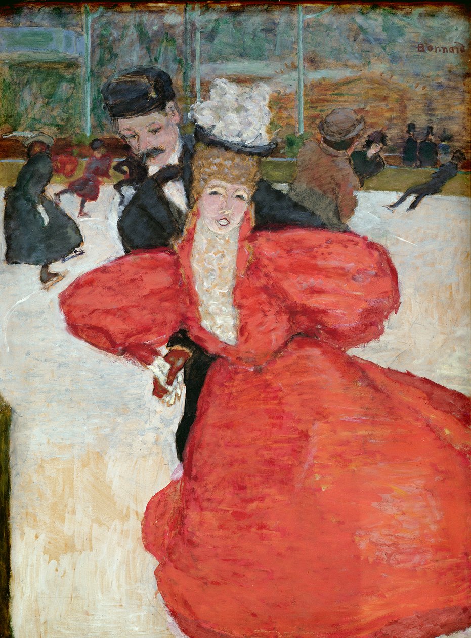 The Ice Rink eller The Skaters, ca. 1896-98 (olie på kort monteret på panel) af Pierre Bonnard