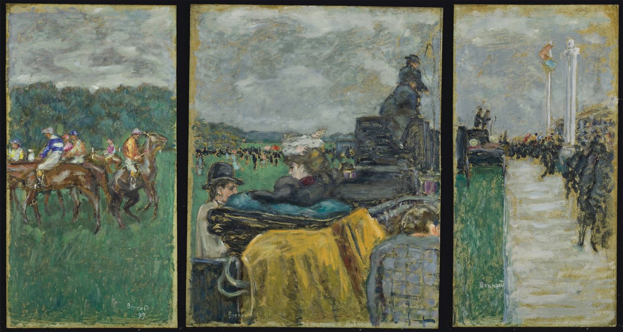 Longchamp Racecourse Les baner à Longchamp. Triptykon, 1897 af Pierre Bonnard