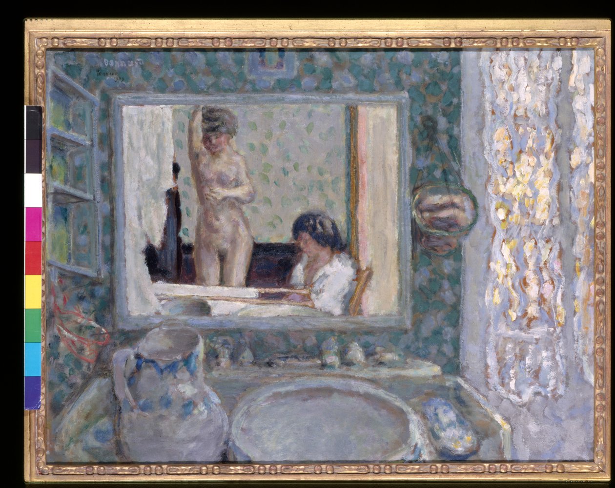 Spejlet i det grønne rum (La Glace De La Chambre Verte) (olie på papir) af Pierre Bonnard