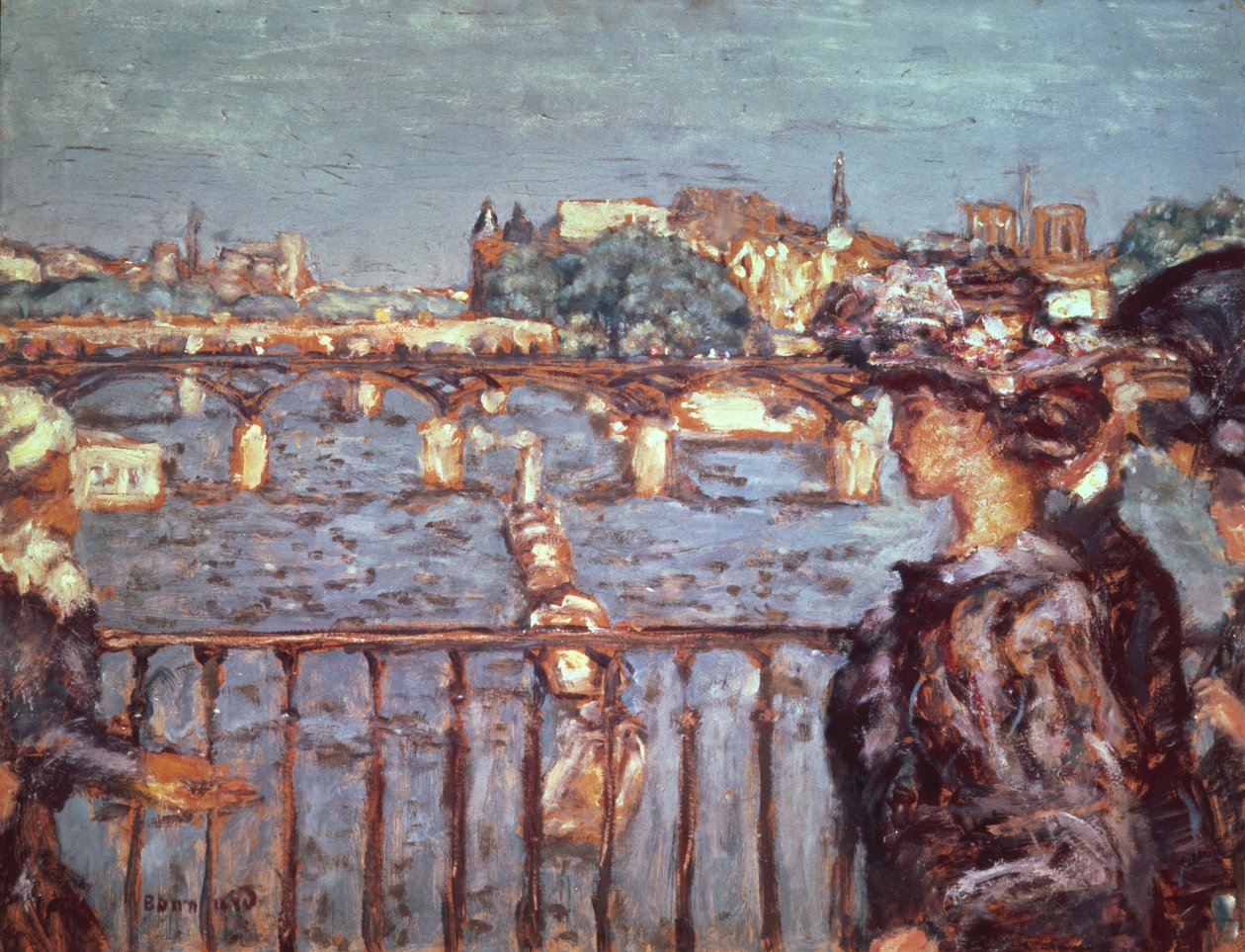 Pont des Arts, ca. 1905 (olie på kort lagt på træ) af Pierre Bonnard
