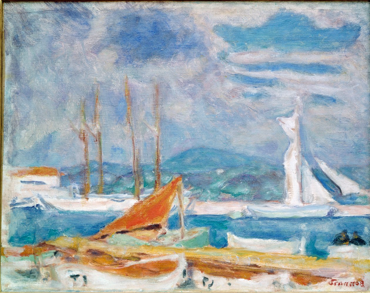 Port of Saint Tropez Maleri af Pierre Bonnard (1867-1947) 1914 Saint-Tropez, Musee de l