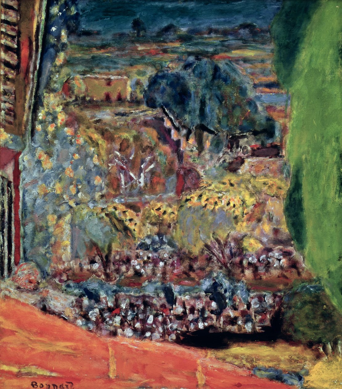 Det røde tag på Le Cannet, 1945 af Pierre Bonnard