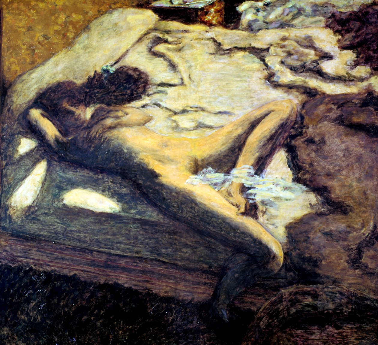 Kvinde tilbagelænet på en seng, eller Den indolente kvinde, 1899 af Pierre Bonnard