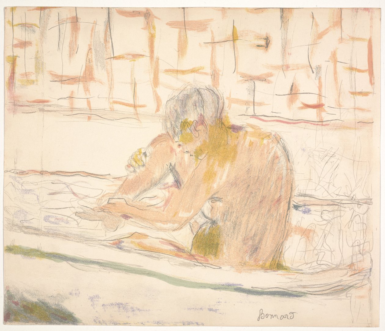 Kvinde siddende i sit bad af Pierre Bonnard