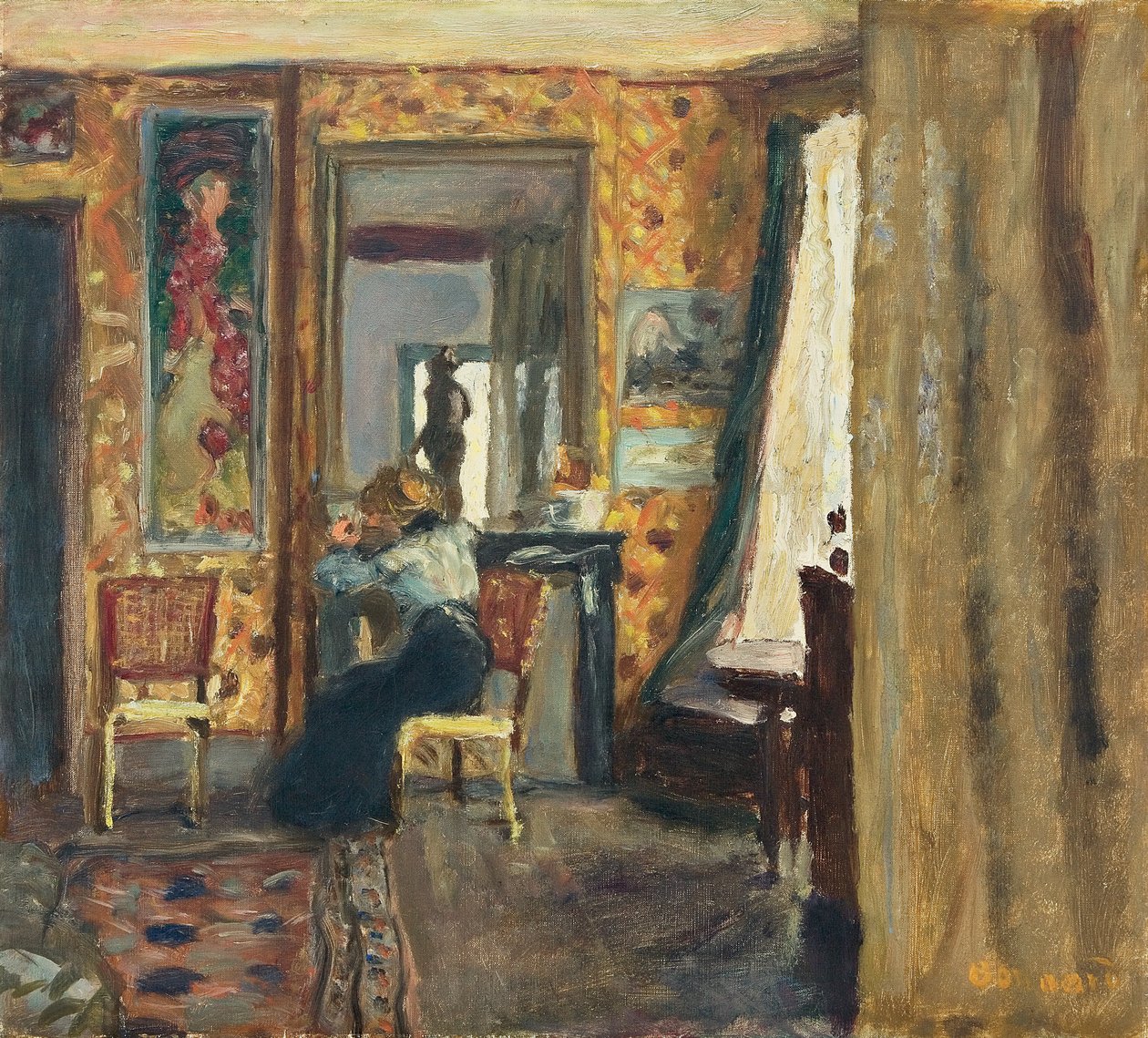 Kvinde i et interiør; Kvinde i et interiør, ca. 1908 (olie på lærred) af Pierre Bonnard