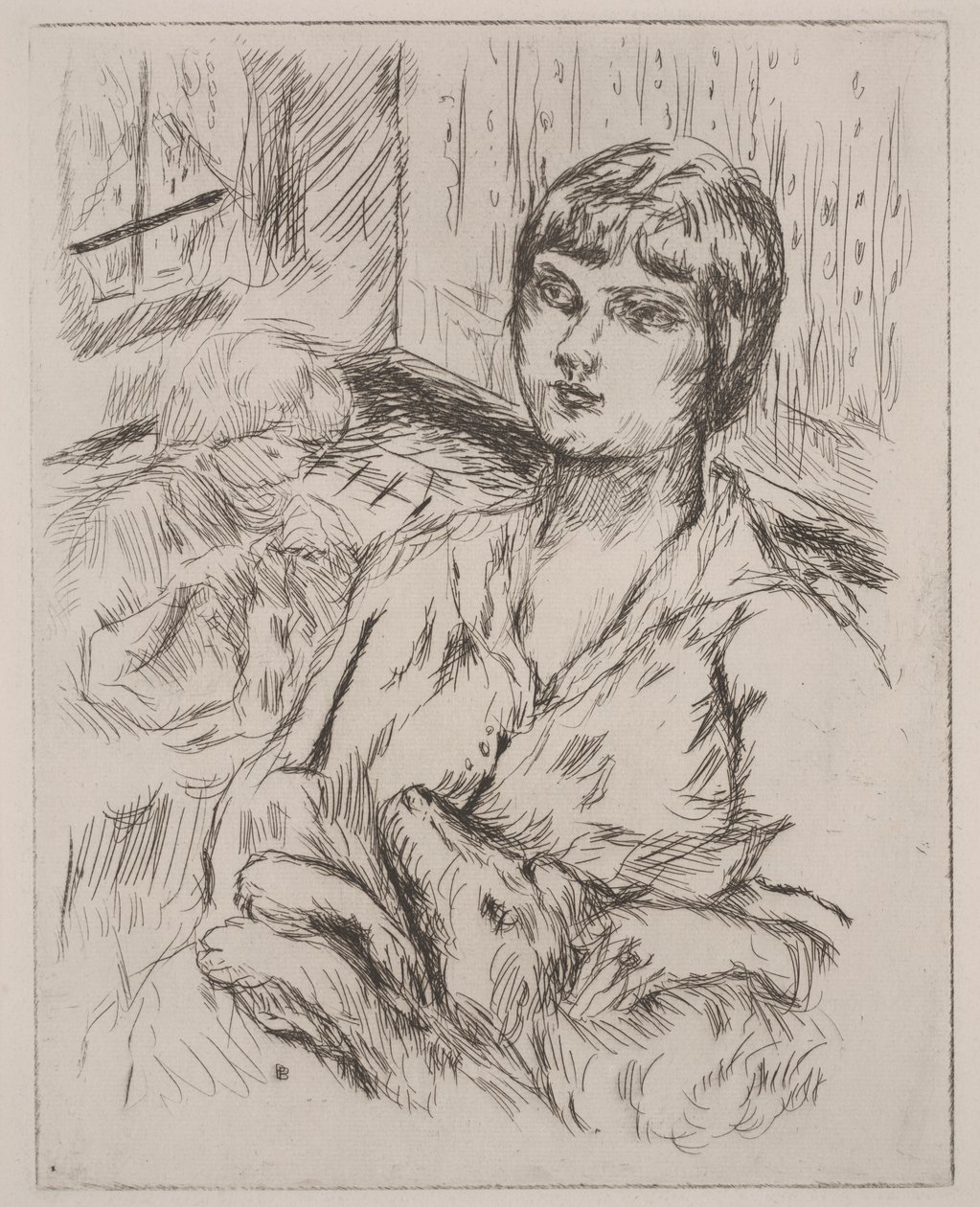 Kvinde med hund, illustration fra "Dingo" af Octave Mirbeau af Pierre Bonnard