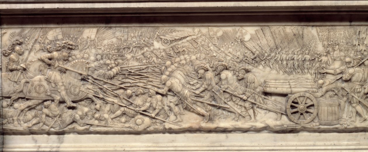 Slaget ved Marignan i 1515. Hjertegraven for kongen af Frankrig Francois I (1494-1547): Lavrelief af Pierre Bontemps (ca. 1507-1568) af Pierre Bontemps