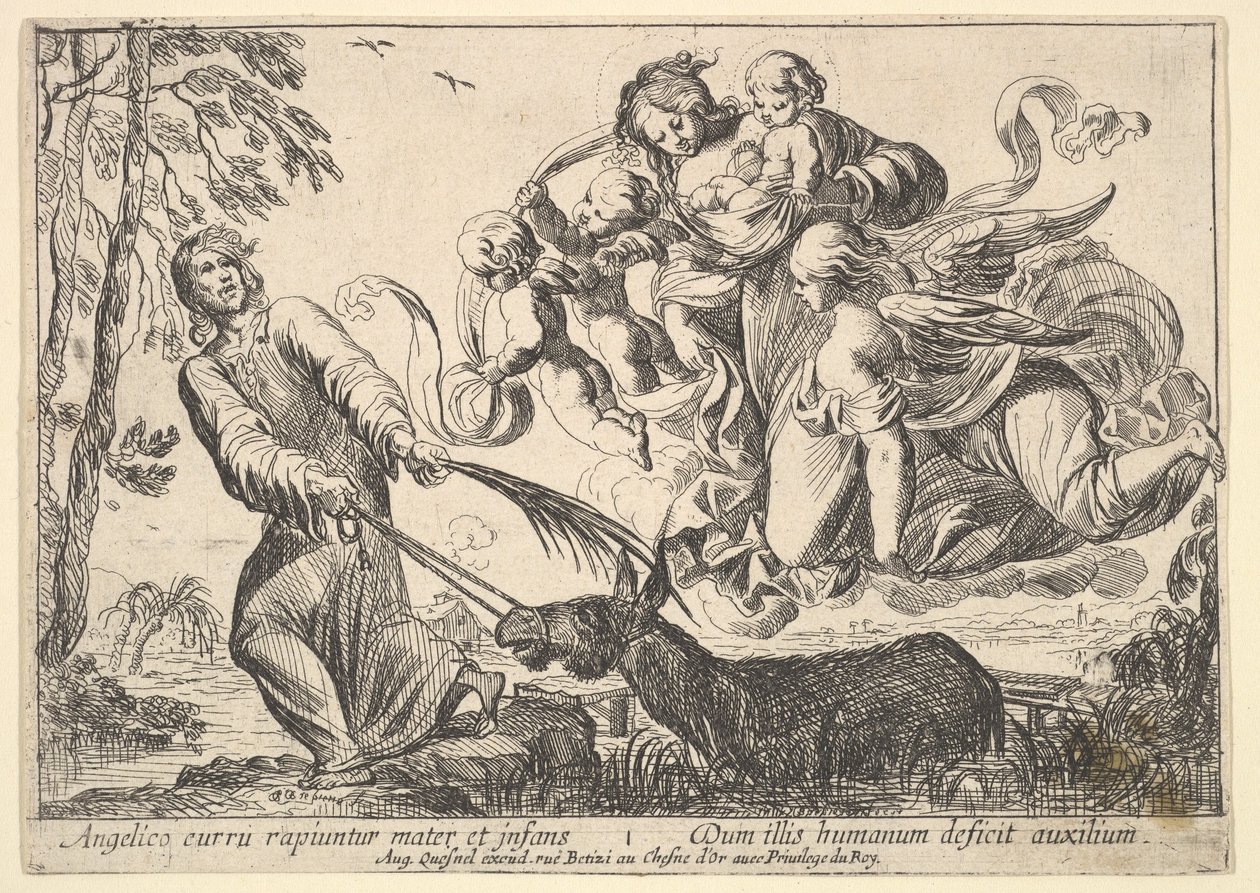 Engle løfter jomfru og barn, 1610-42. af Pierre Brebiette