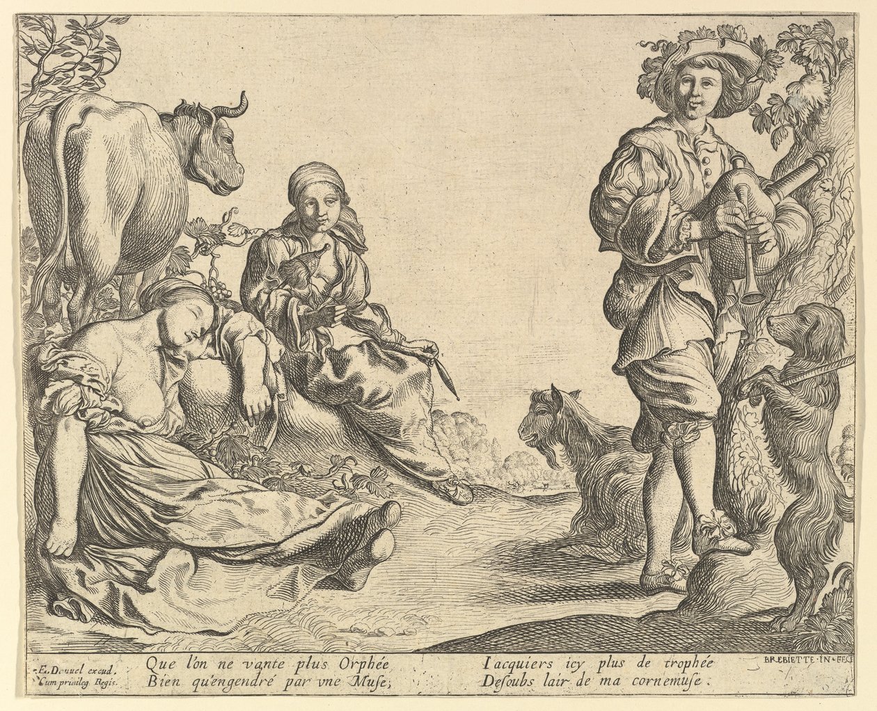 Sækkepibespiller, 1610-50. af Pierre Brebiette