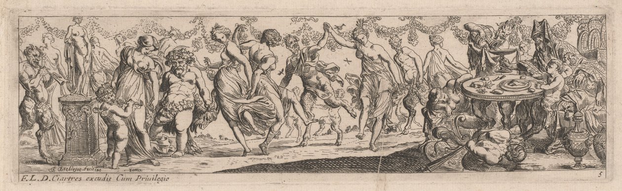 Dansende nymfer og satyrer af Pierre Brebiette
