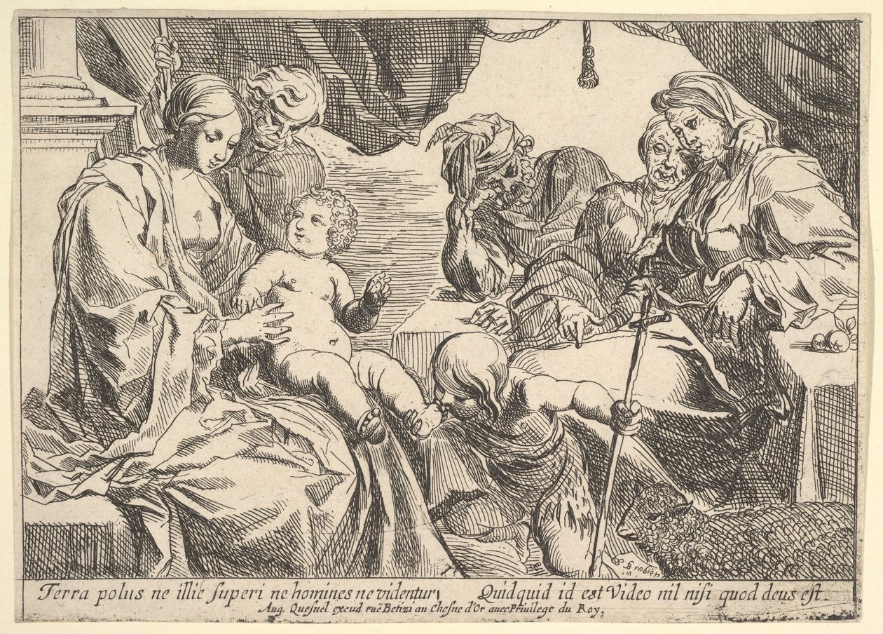 Hellig familie med hellige, 1610-42. af Pierre Brebiette