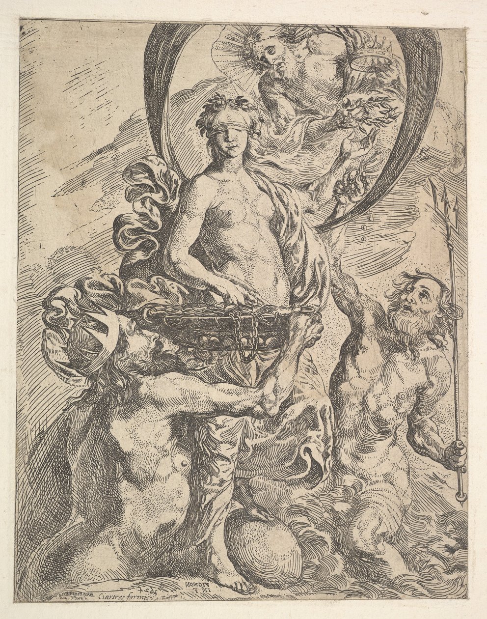Jupiter, Pluto og Neptun tilbyder deres rigdomme til formuen, 1624. af Pierre Brebiette