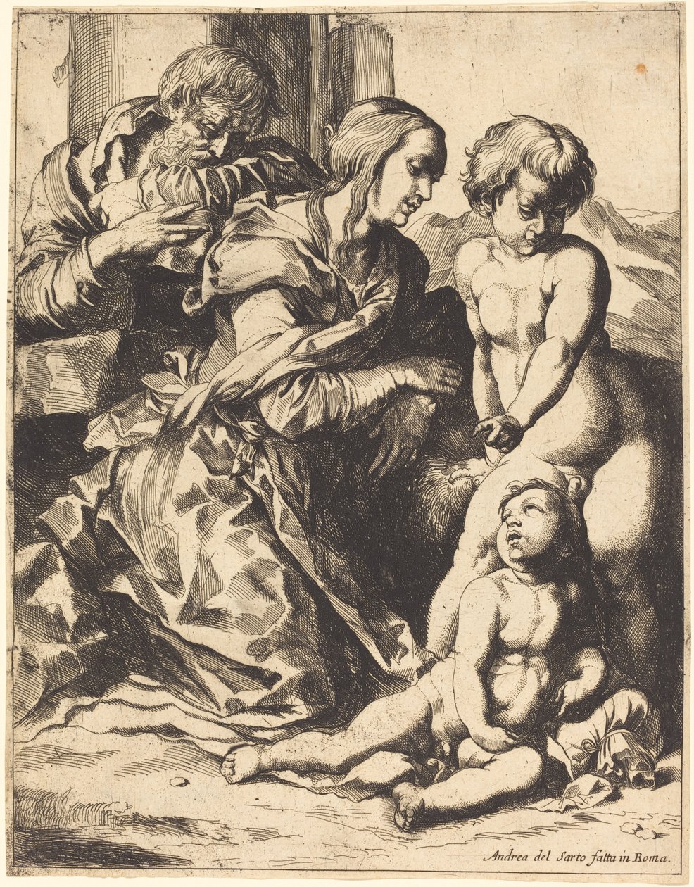 Den hellige familie af Pierre Brebiette after Andrea del Sarto