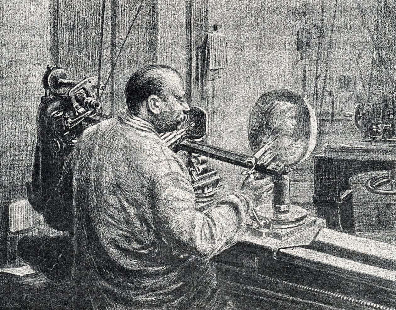 En medaljevinder ved hjælp af en slags strømaftagerfræser Gravering fra "Excursion a travers les metiers" af Pierre Calmette Private Collection af Pierre Calmettes
