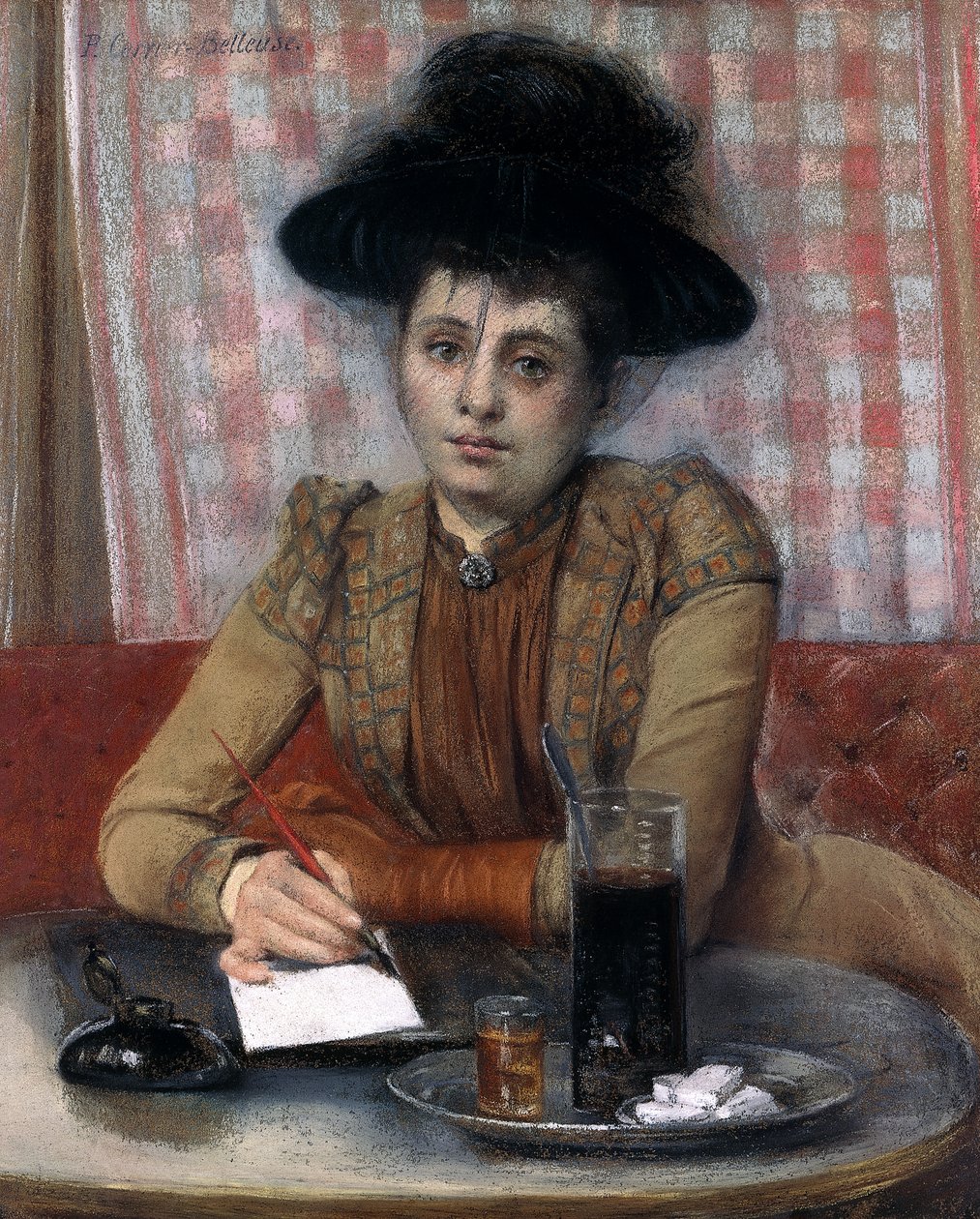 In the Cafe, ca. 1900-1901 (pastel på papir lagt på lærred) af Pierre Carrier Belleuse