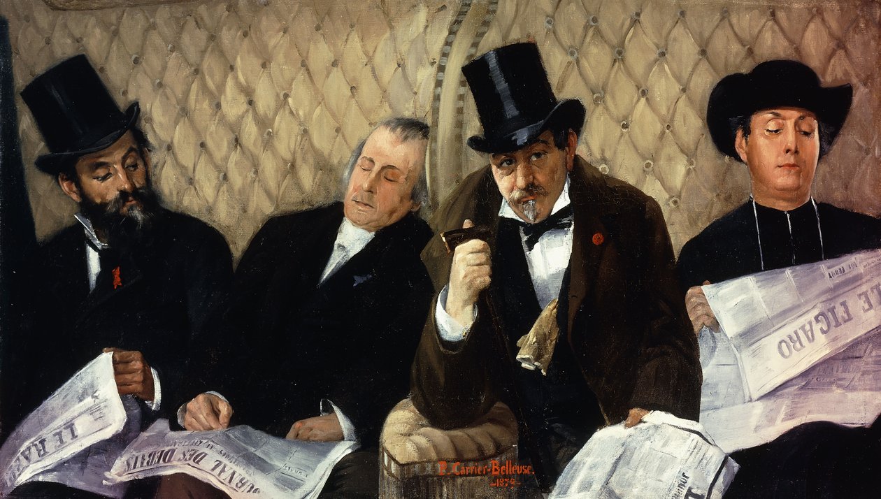 I Jernbanevognen af Pierre Carrier Belleuse