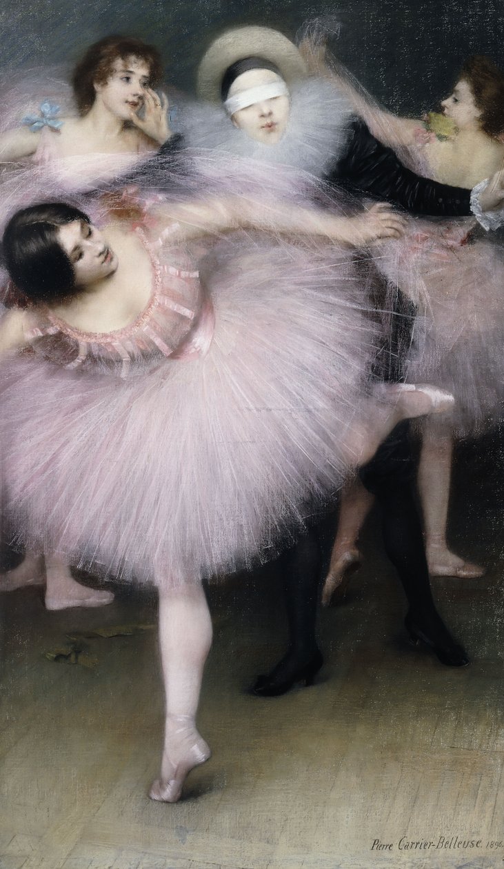Harlekin dansere; Harlekin med dansere af Pierre Carrier Belleuse