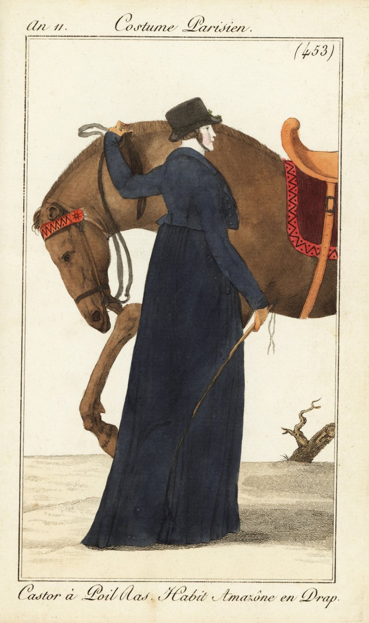 Kvinderytter eller Amazone med sin hest, Paris af Pierre Charles Baquoy