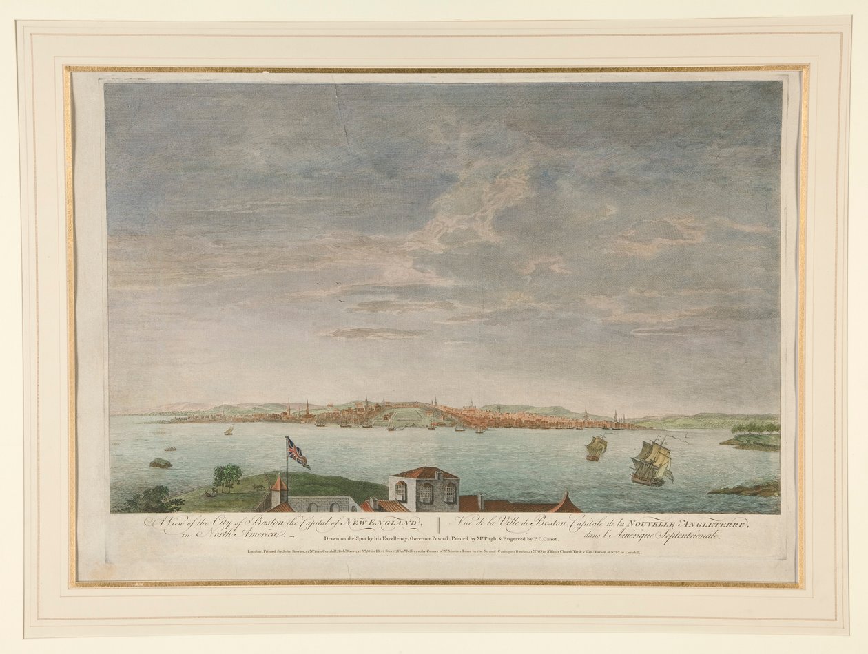 Udsigt over byen Boston, hovedstaden i New England, i Nordamerika af Pierre Charles Canot