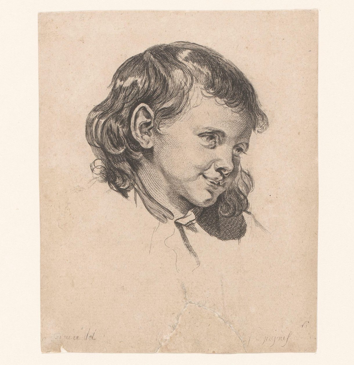 Barnets hoved, drejet til højre Hoveder af forskellige figurer (serietitel) ir. Cahier de Têtes de différens Caracteres (serietitel) af Pierre Charles Ingouf