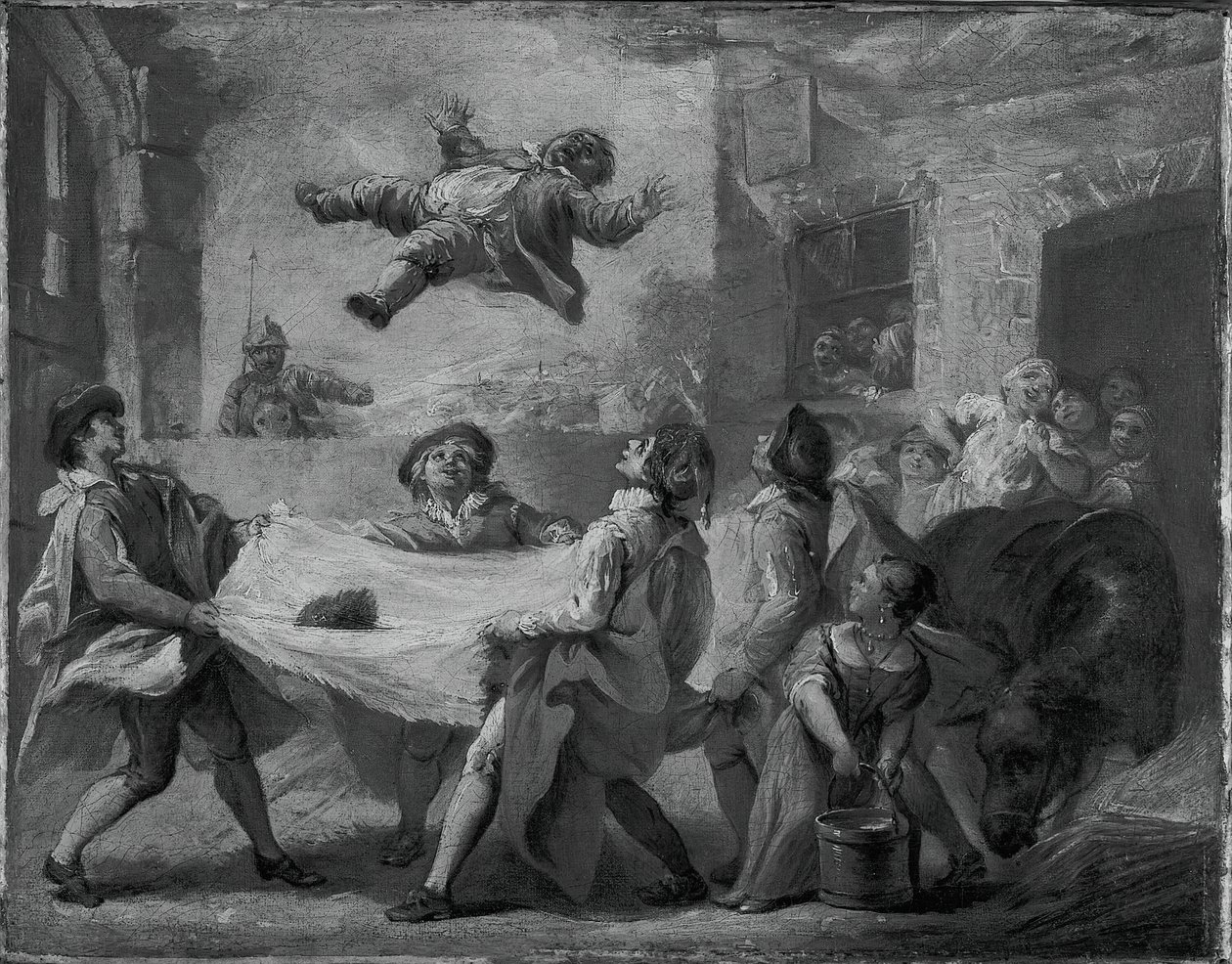 Sancho Panza bliver smidt i et tæppe, 172324. af Pierre Charles Tremolieres