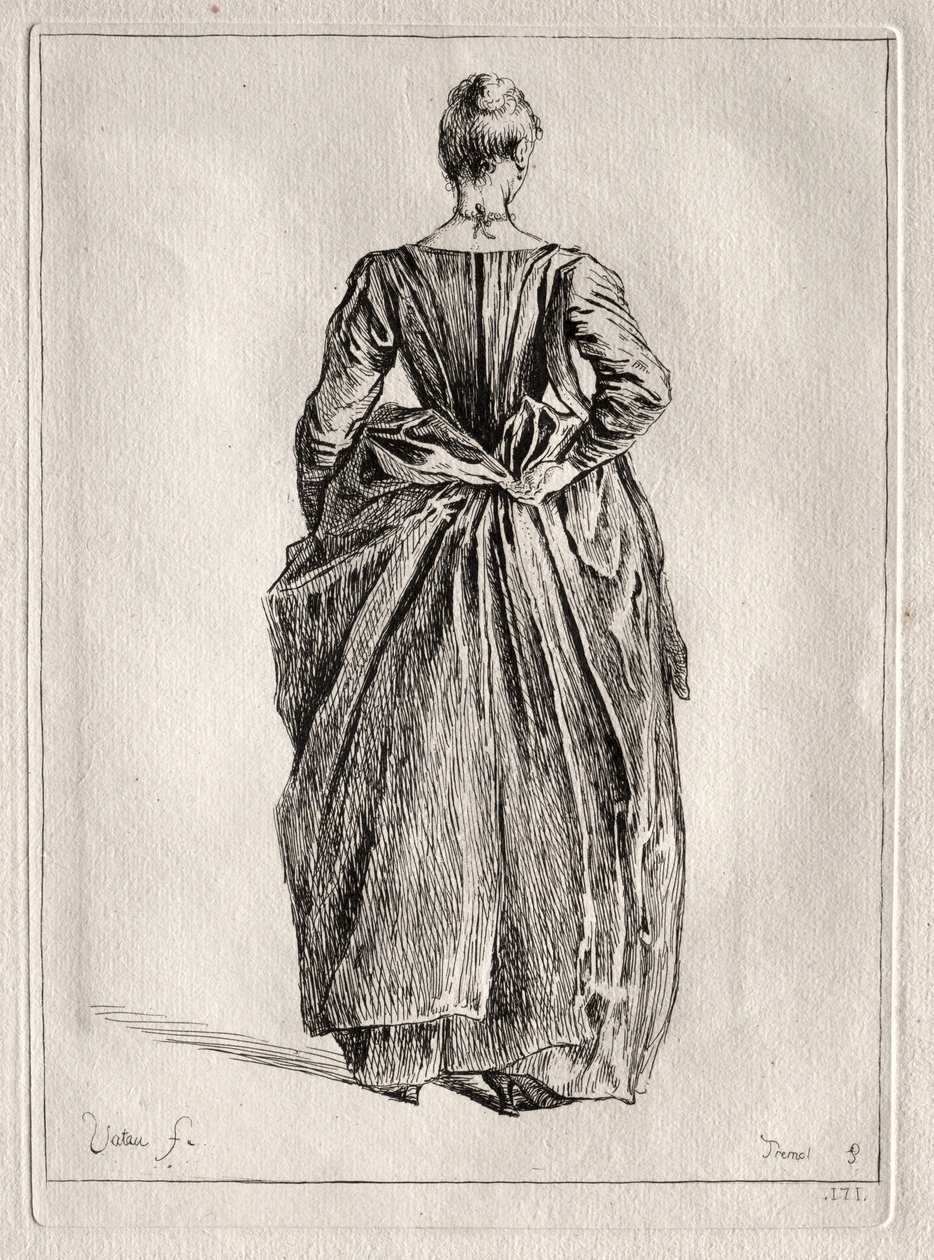 Studie af en kvinde bagfra. af Pierre Charles Trémolière
