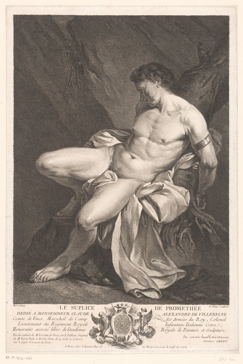 Prometheus lænket Le supplice de Promethée (titel på objekt) af Pierre Chenu