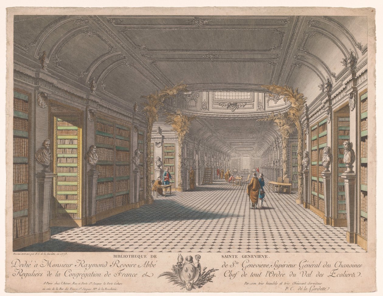 Bibliotek for klosteret Sainte-Geneviève i Paris Bibliotheque de Sainte Genevieve (titel på objekt) af Pierre Claude Delagardette