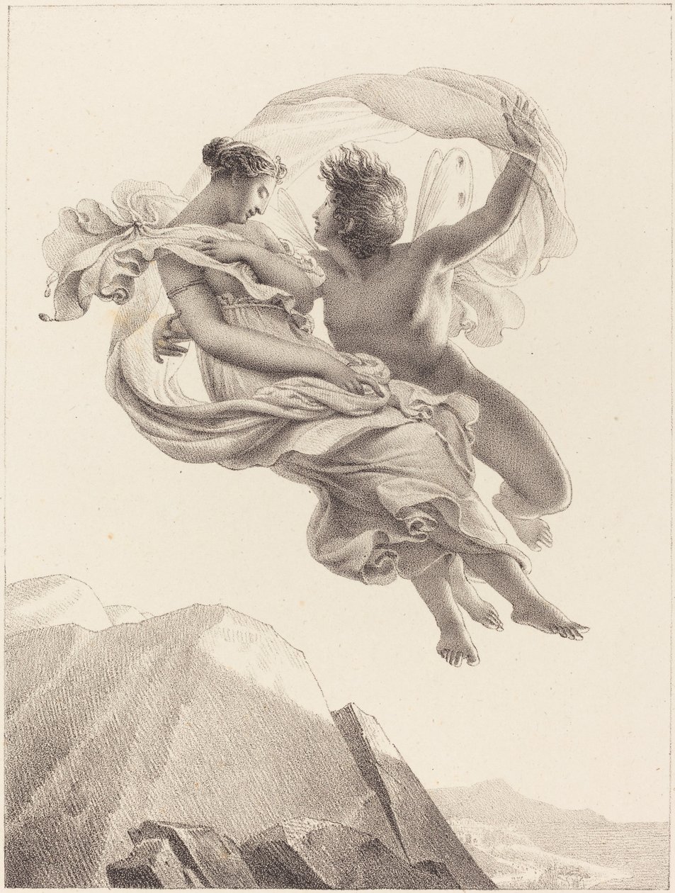 Zephyr og Psyche af Pierre Claude François Delorme