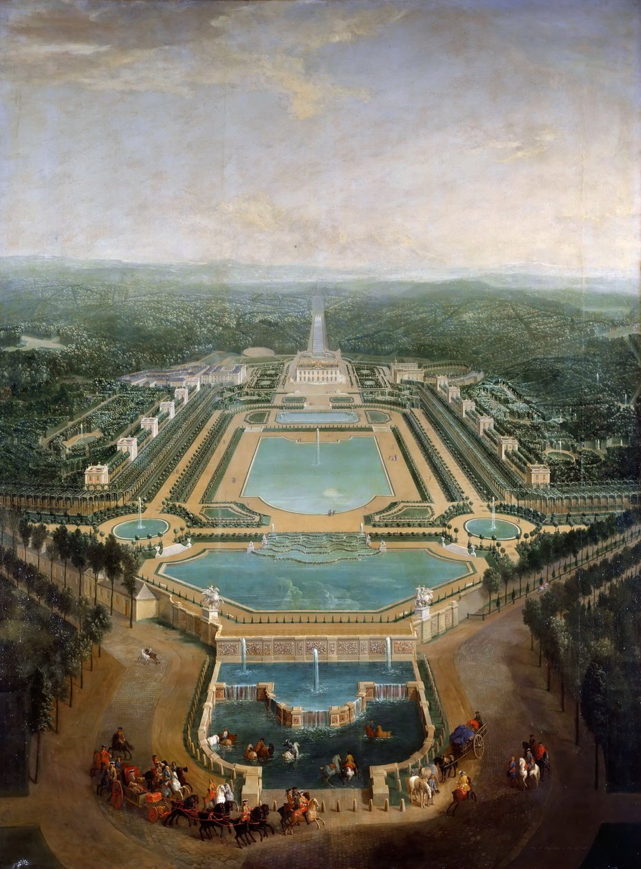 Generelt billede af slottet og haverne ved Marly, omkring 1724 af Pierre Denis II Martin