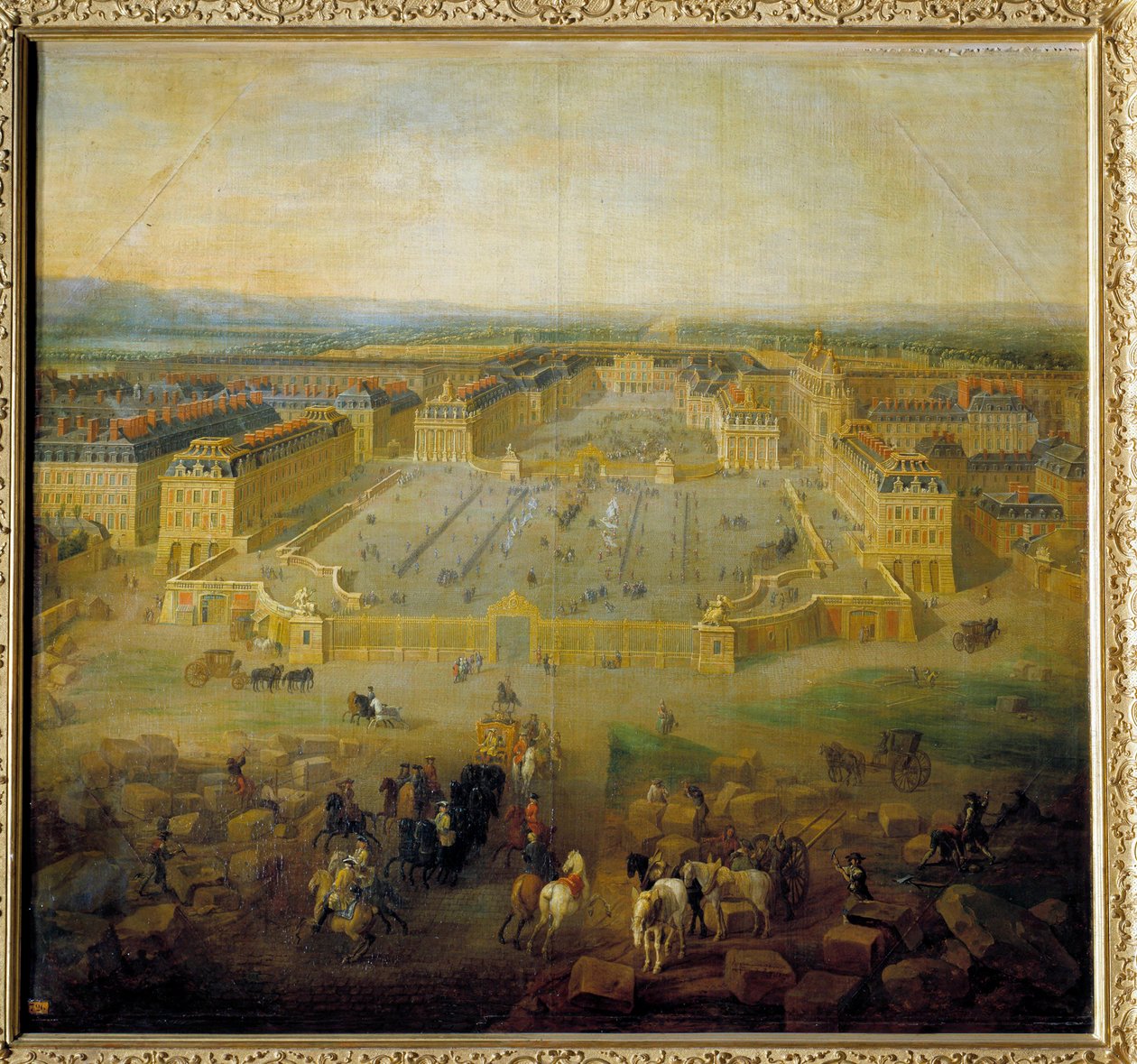 Udsigt over slottet i Versailles fra kysten af Place d
