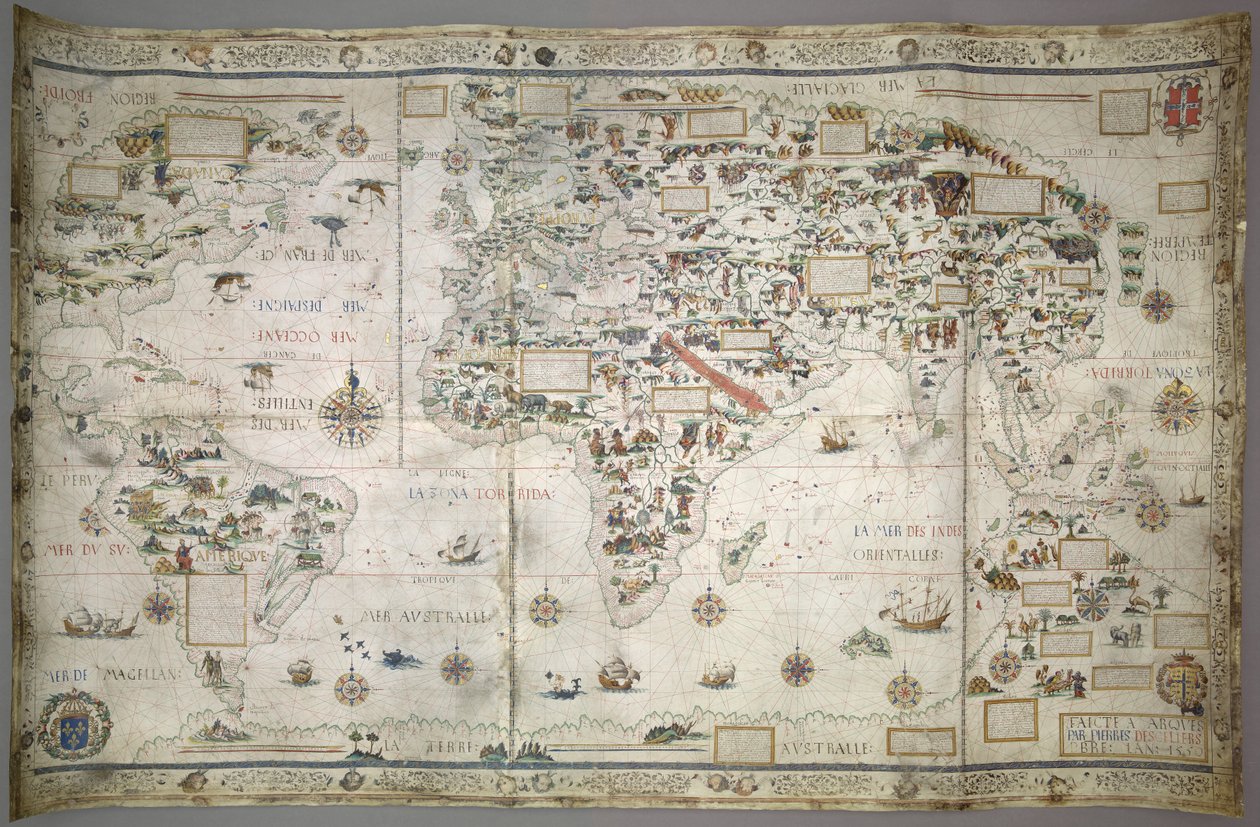 Tilføj MS 24065 verdenskort (Planisphere) af Pierre Descaliers