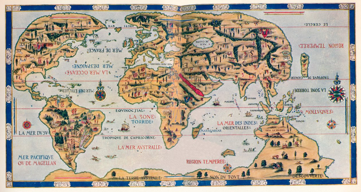 Dauphin-kortet over verden, 1546, 1912 af Pierre Desceliers