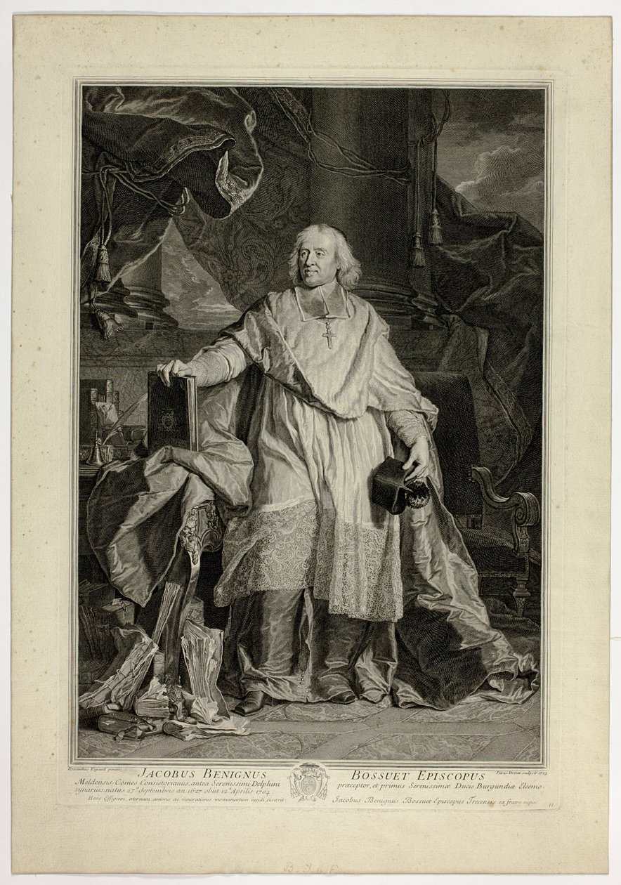 Portræt af Jacques Bénigne Bossuet, biskop af Meaux af Pierre Drevet