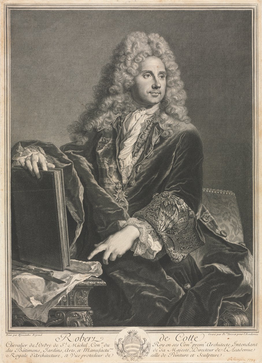 Portræt af Robert de Cotte af Pierre Drevet