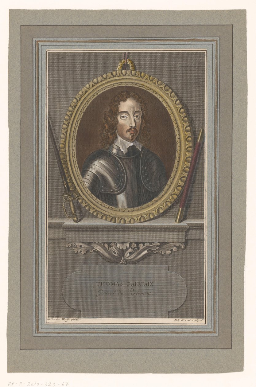 Portret af Thomas Fairfax Thomas Fairfax (titel på objekt) af Pierre Drevet