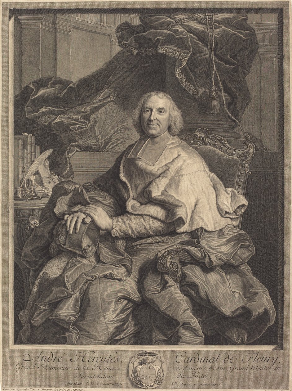 André Hercules, kardinal af Fleury af Pierre Drevet after Hyacinthe Rigaud