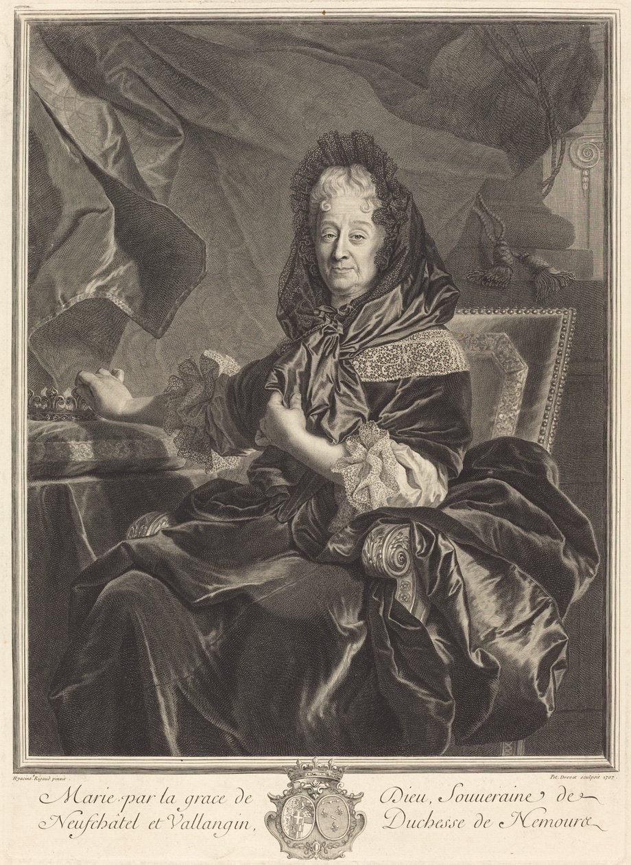 Hertuginde af Nemours af Pierre Drevet after Hyacinthe Rigaud
