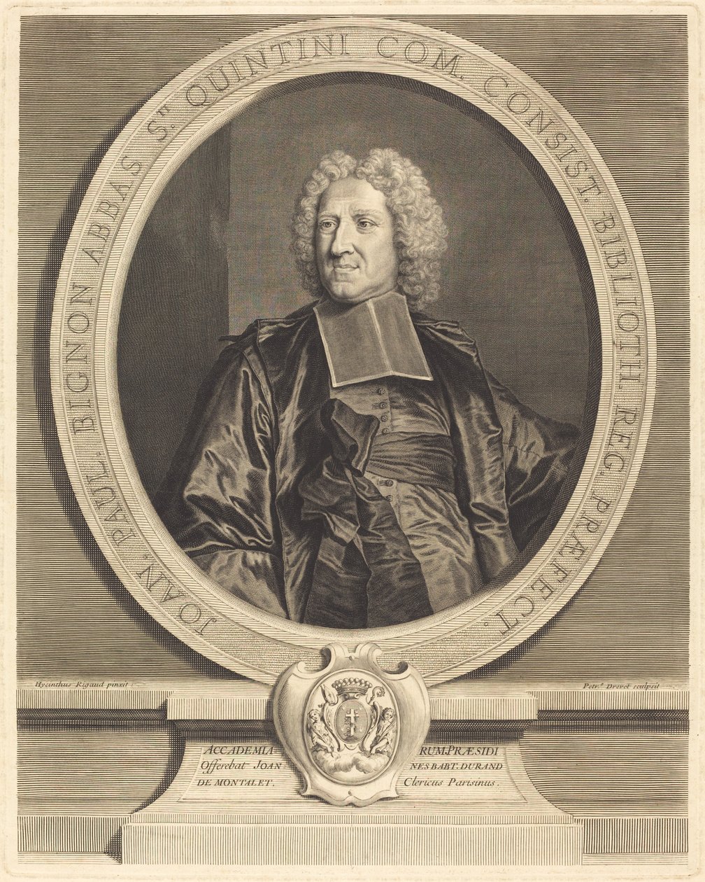 Jean Paul Bignon, Abbe du St. Quentin af Pierre Drevet after Hyacinthe Rigaud