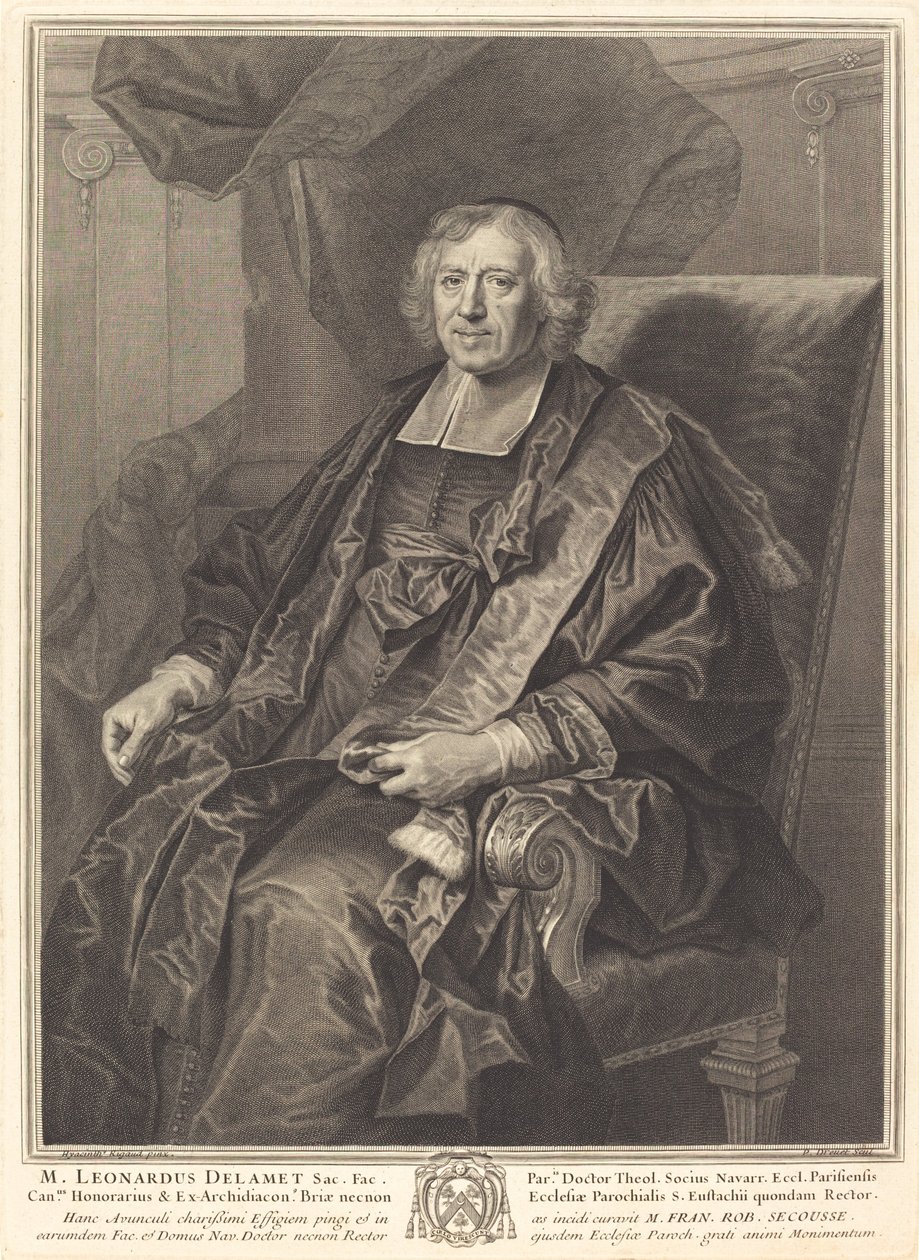 Leonard de Lamet af Pierre Drevet after Hyacinthe Rigaud
